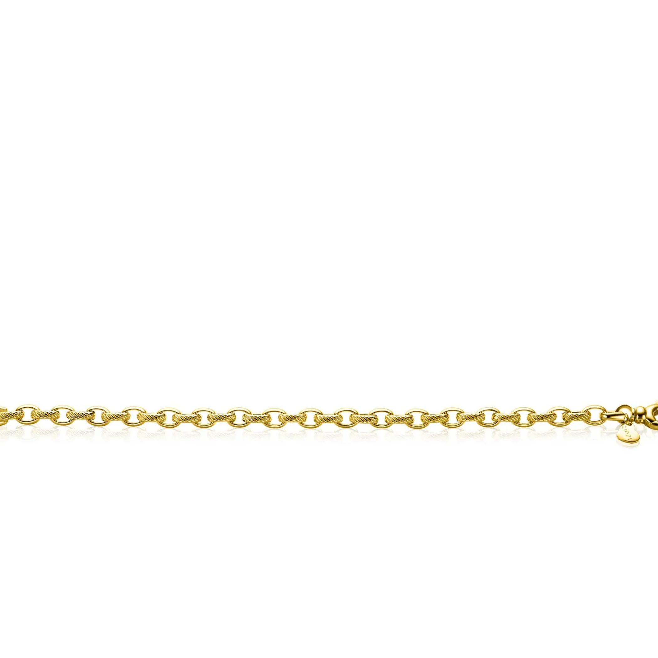 Outlet Zinzi gold plated zilveren brede schakelarmband (6mm breed) met luxe jasseron schakels in glad en bewerkt 20cm ZIA2638