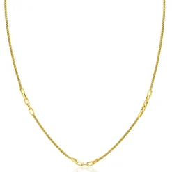 Clearance Zinzi gold plated zilveren popcorn schakelketting 45-48cm met drie paperclip schakelaccenten ZIC2709G