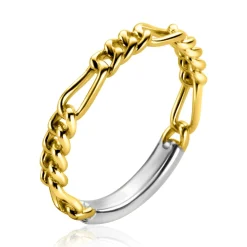 Outlet Zinzi gold plated zilveren aanschuifring met figaro schakel 3mm ZIR2291G