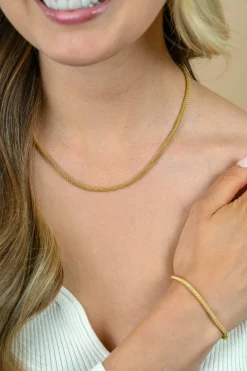 Zinzi gold plated zilveren popcorn ketting 3mm breed 42cm ZIC2765G