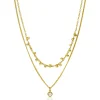 Clearance Zinzi gold plated zilveren multilook ketting met ronde zetting witte zirconia en 16 bolletjes 39-42cm ZIC2520Y