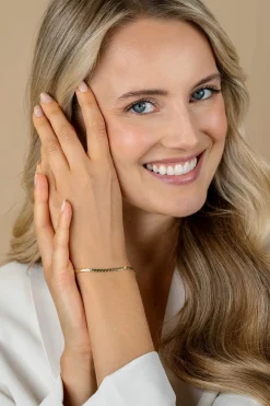 Discount Zinzi gold plated zilveren schakel armband 3mm breed 18-21cm ZIA2647G
