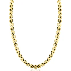 Outlet Zinzi gold plated zilveren brede rolex-style schakel-collier 8mm breed 43cm ZIC2764G