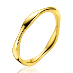 Best Zinzi gold plated zilveren ring organisch gevormd 2,5mm breed ZIR2610G