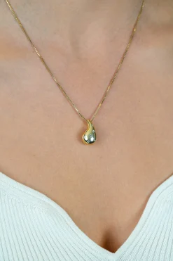 Clearance Zinzi gold plated zilveren venetiaanse ketting 45-48cm met druppelvormige hanger 20mm, bezet met witte zirkonia's ZIC2708Y