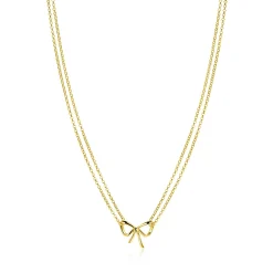 Outlet Zinzi gold plated zilveren multi-look ketting met sierlijke strik 40-43cm ZIC2677