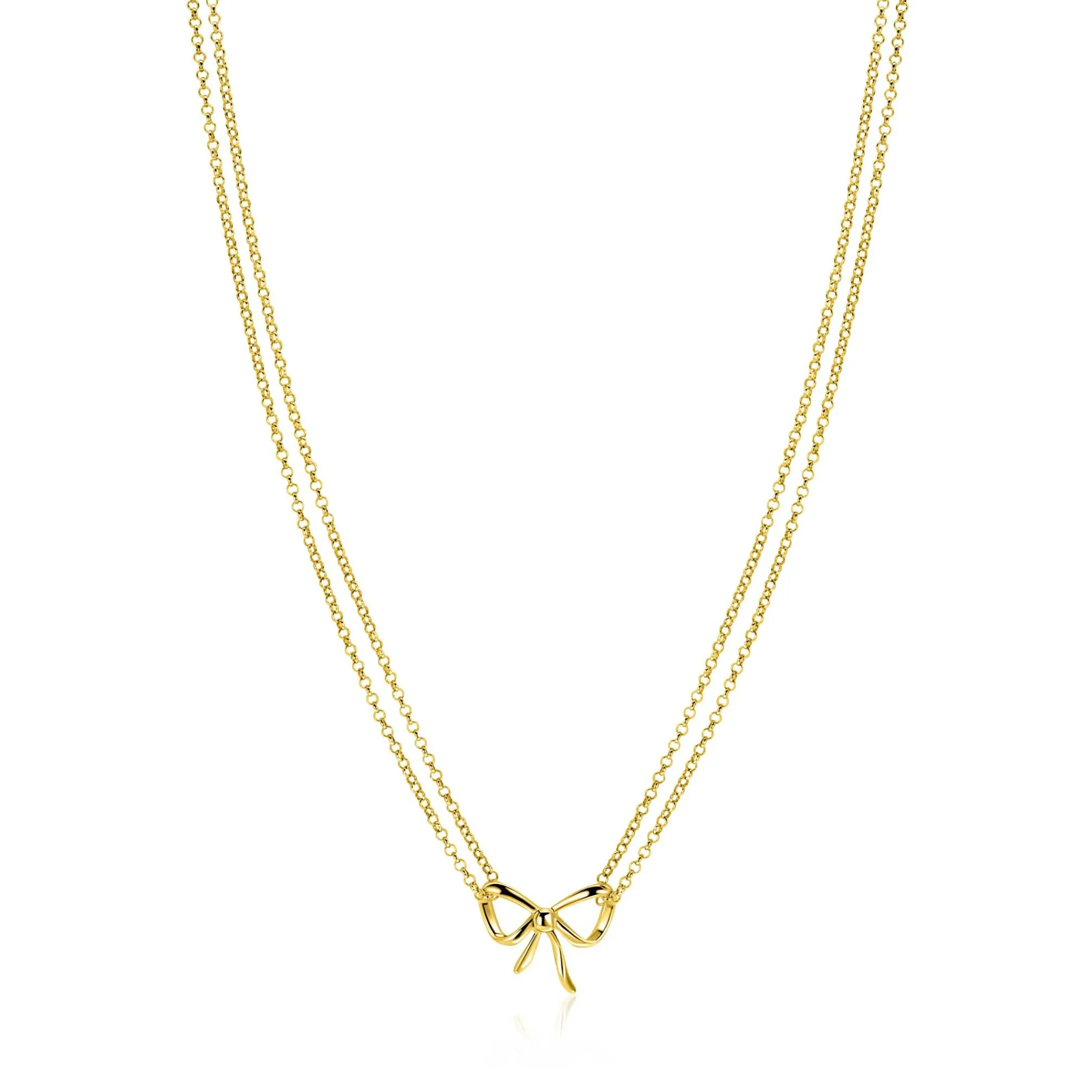Outlet Zinzi gold plated zilveren multi-look ketting met sierlijke strik 40-43cm ZIC2677