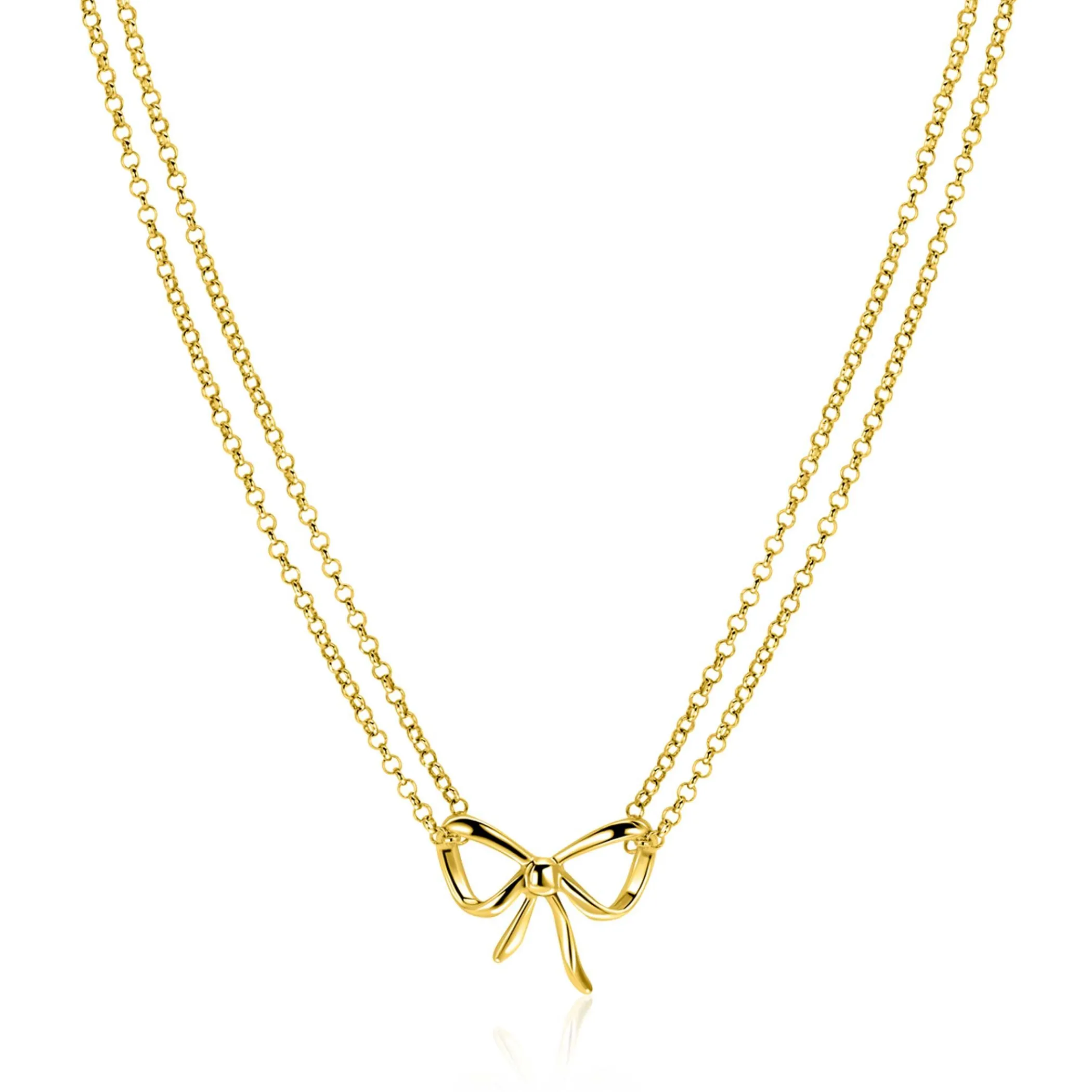 Outlet Zinzi gold plated zilveren multi-look ketting met sierlijke strik 40-43cm ZIC2677
