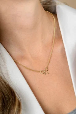 Outlet Zinzi gold plated zilveren multi-look ketting met sierlijke strik 40-43cm ZIC2677