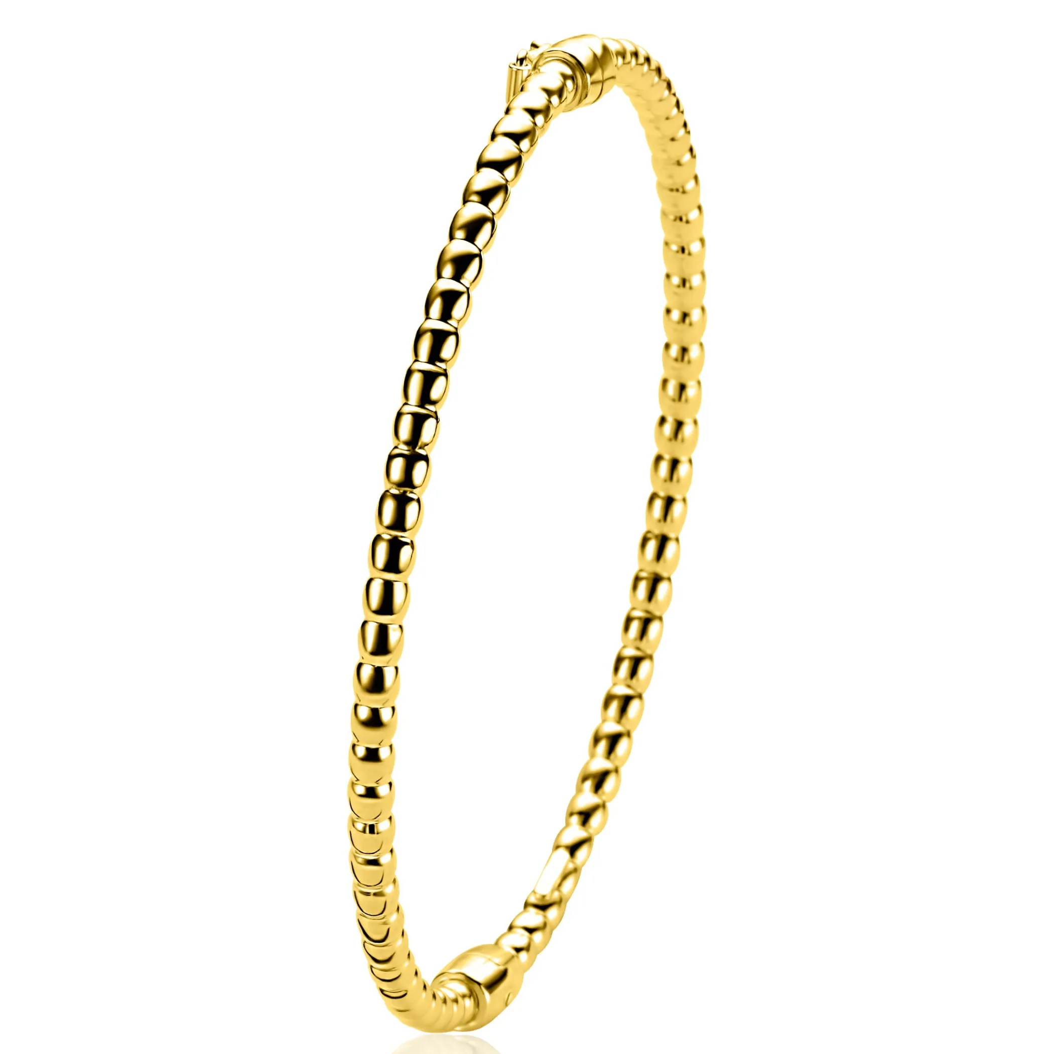 Online Zinzi gold plated zilveren bangle armband met bolletjes-motief 3mm en luxe scharniersluiting ZIA2755G