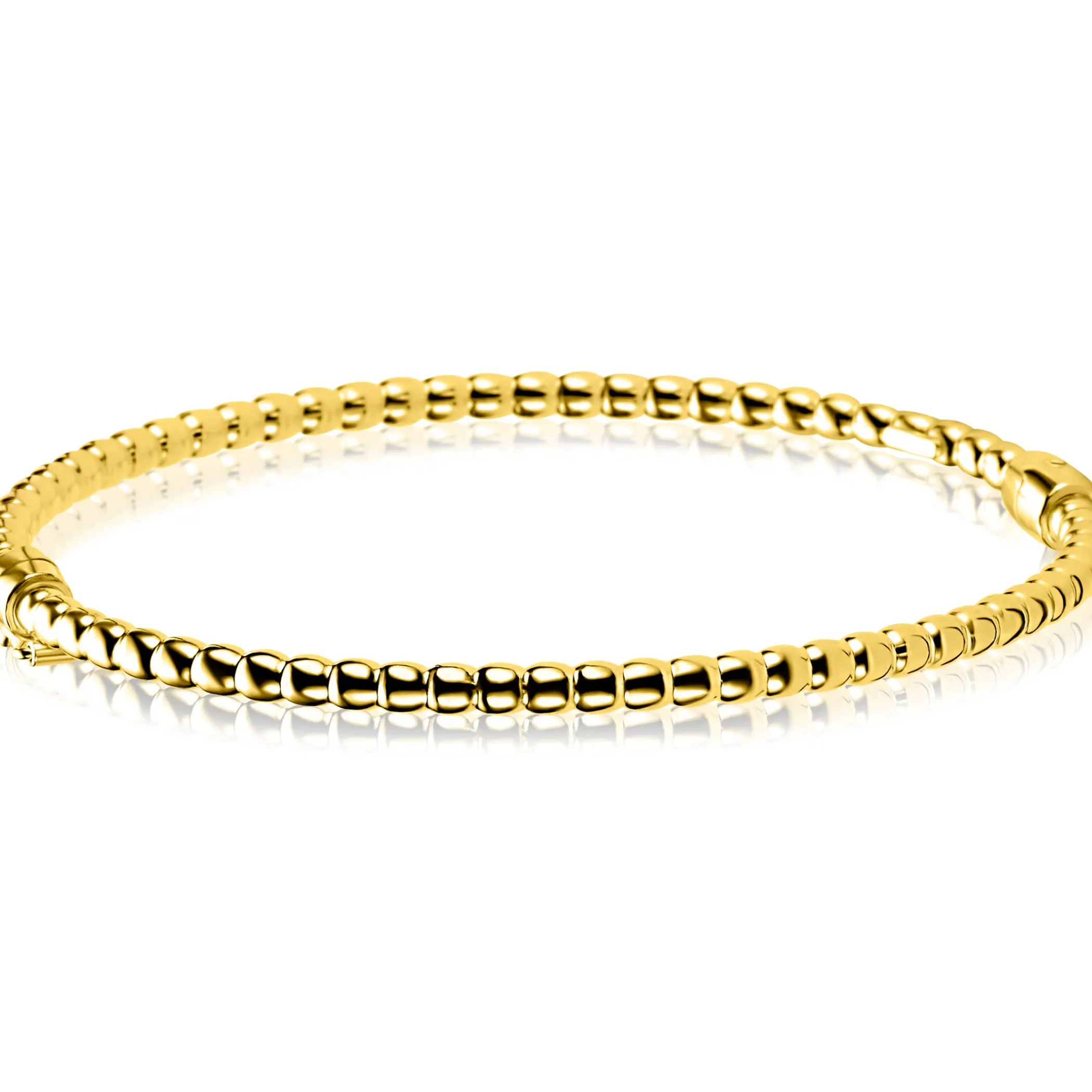 Online Zinzi gold plated zilveren bangle armband met bolletjes-motief 3mm en luxe scharniersluiting ZIA2755G
