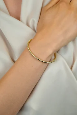 Online Zinzi gold plated zilveren bangle armband met bolletjes-motief 3mm en luxe scharniersluiting ZIA2755G