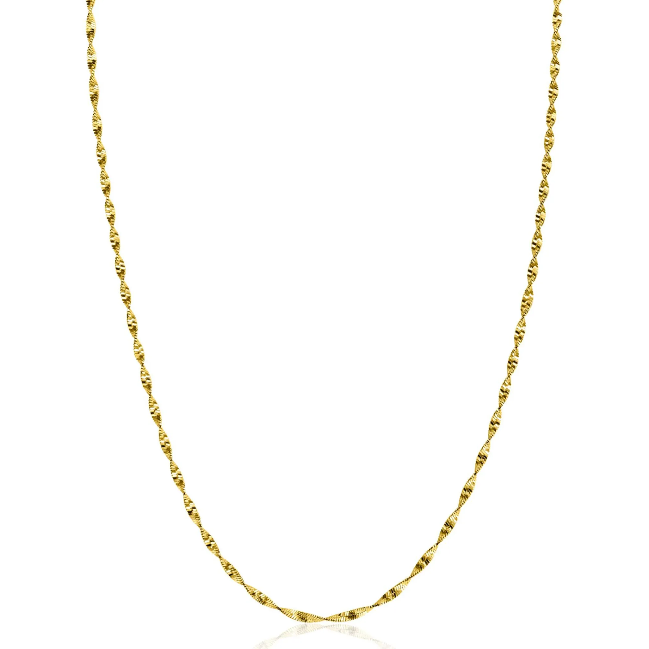 Sale Zinzi gold plated zilveren ketting met glinsterende gedraaide schakels 1,9mm breed 43-45cm ZIC2585G