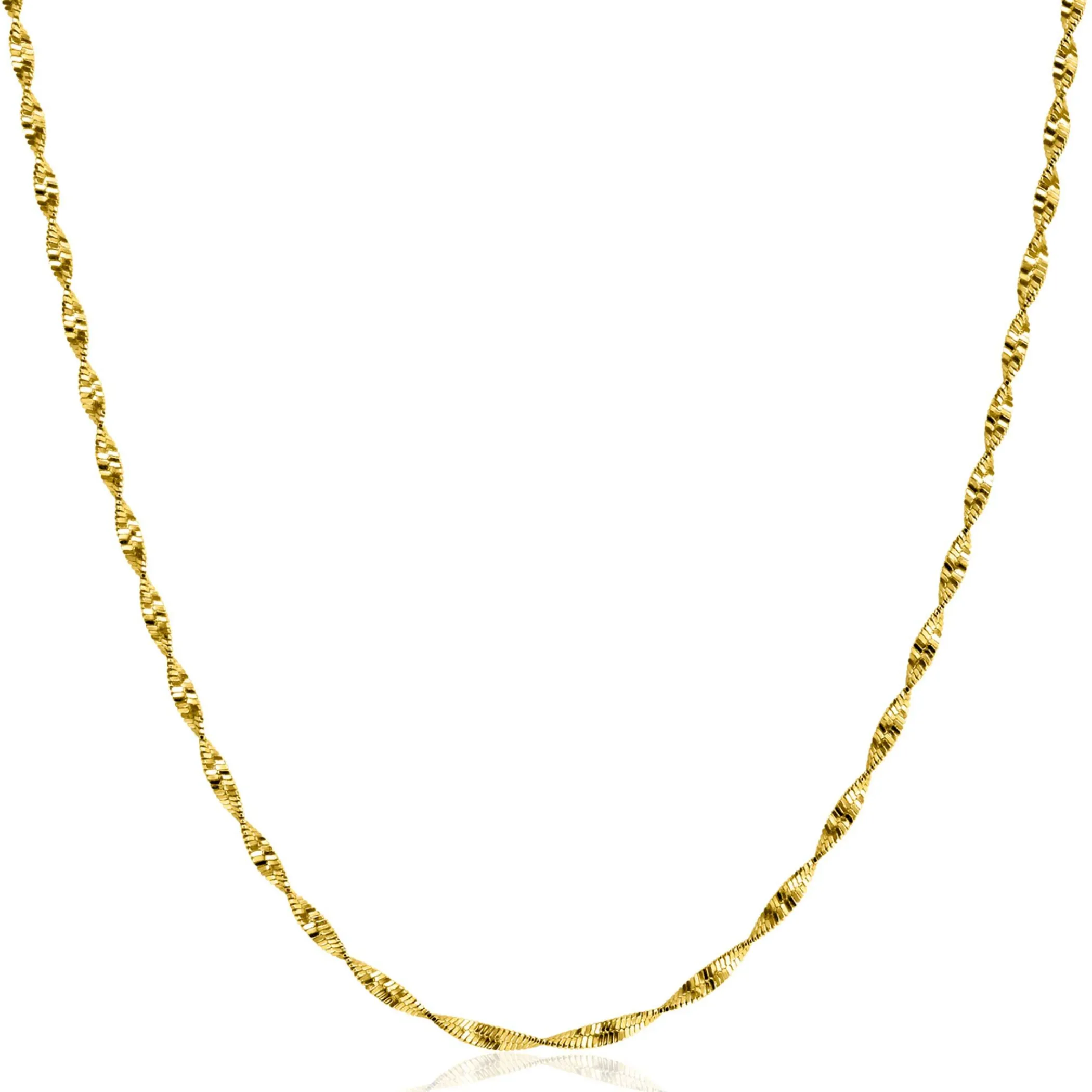 Sale Zinzi gold plated zilveren ketting met glinsterende gedraaide schakels 1,9mm breed 43-45cm ZIC2585G