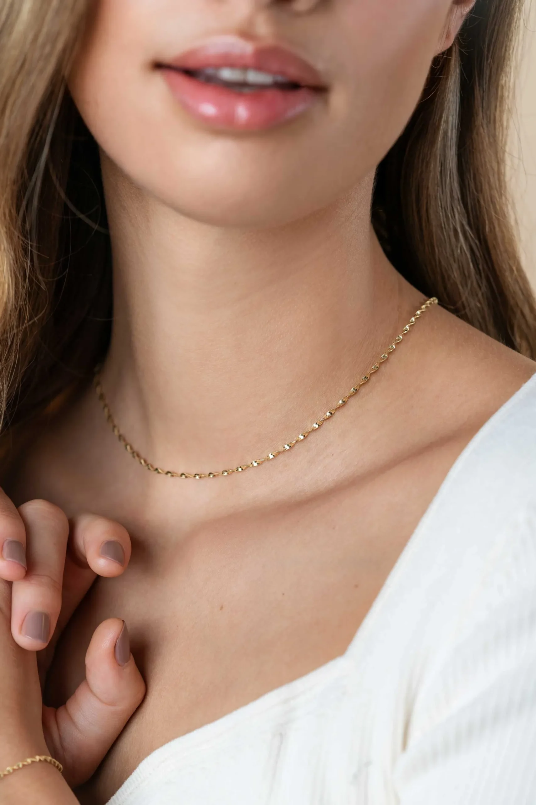 Sale Zinzi gold plated zilveren ketting met glinsterende gedraaide schakels 1,9mm breed 43-45cm ZIC2585G