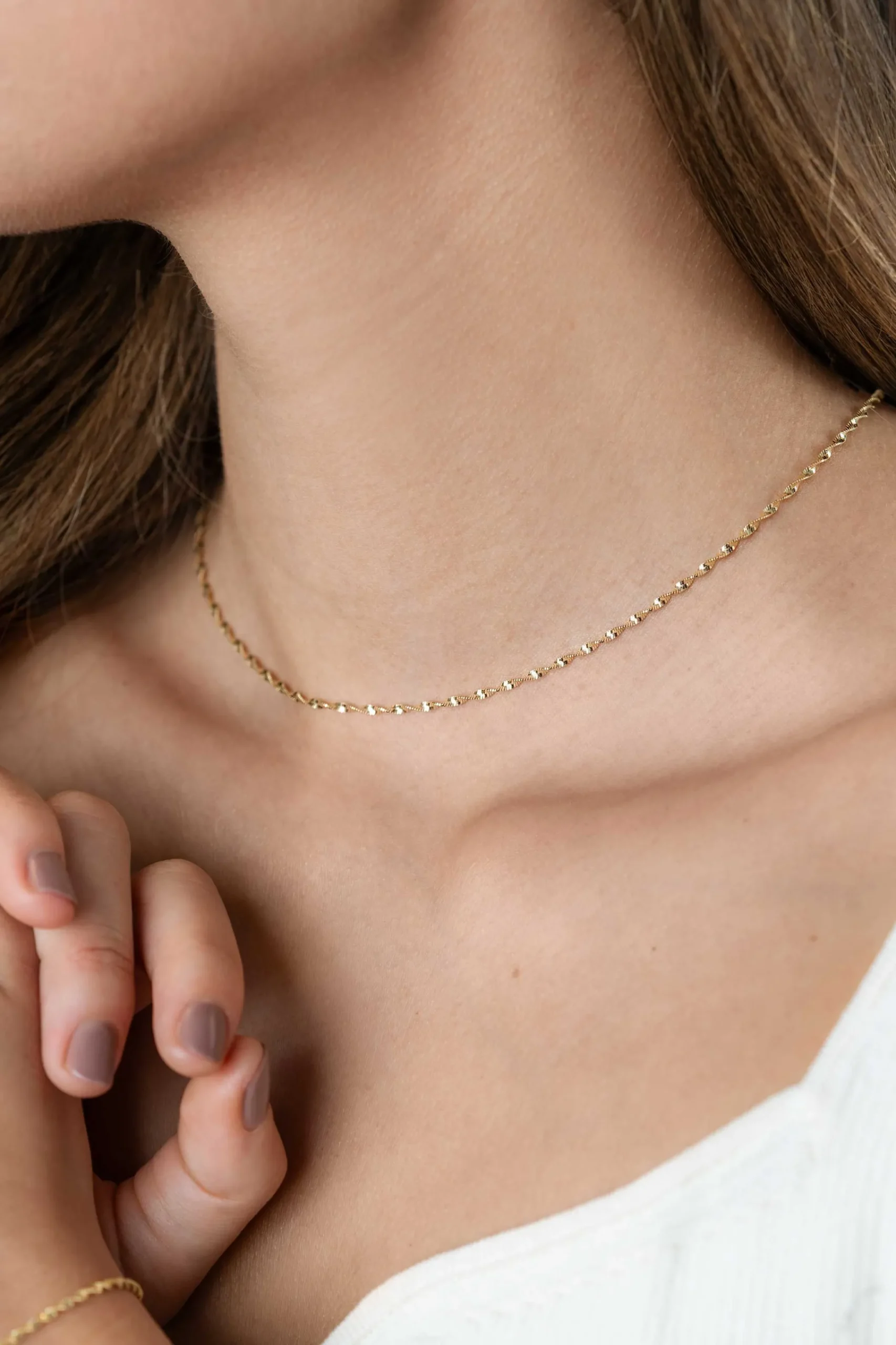 Sale Zinzi gold plated zilveren ketting met glinsterende gedraaide schakels 1,9mm breed 43-45cm ZIC2585G