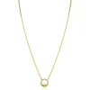 Online Zinzi gold plated zilveren ketting 42–45cm met ronde open hanger (12mm) en bezet met witte zirkonia's ZIC2725Y