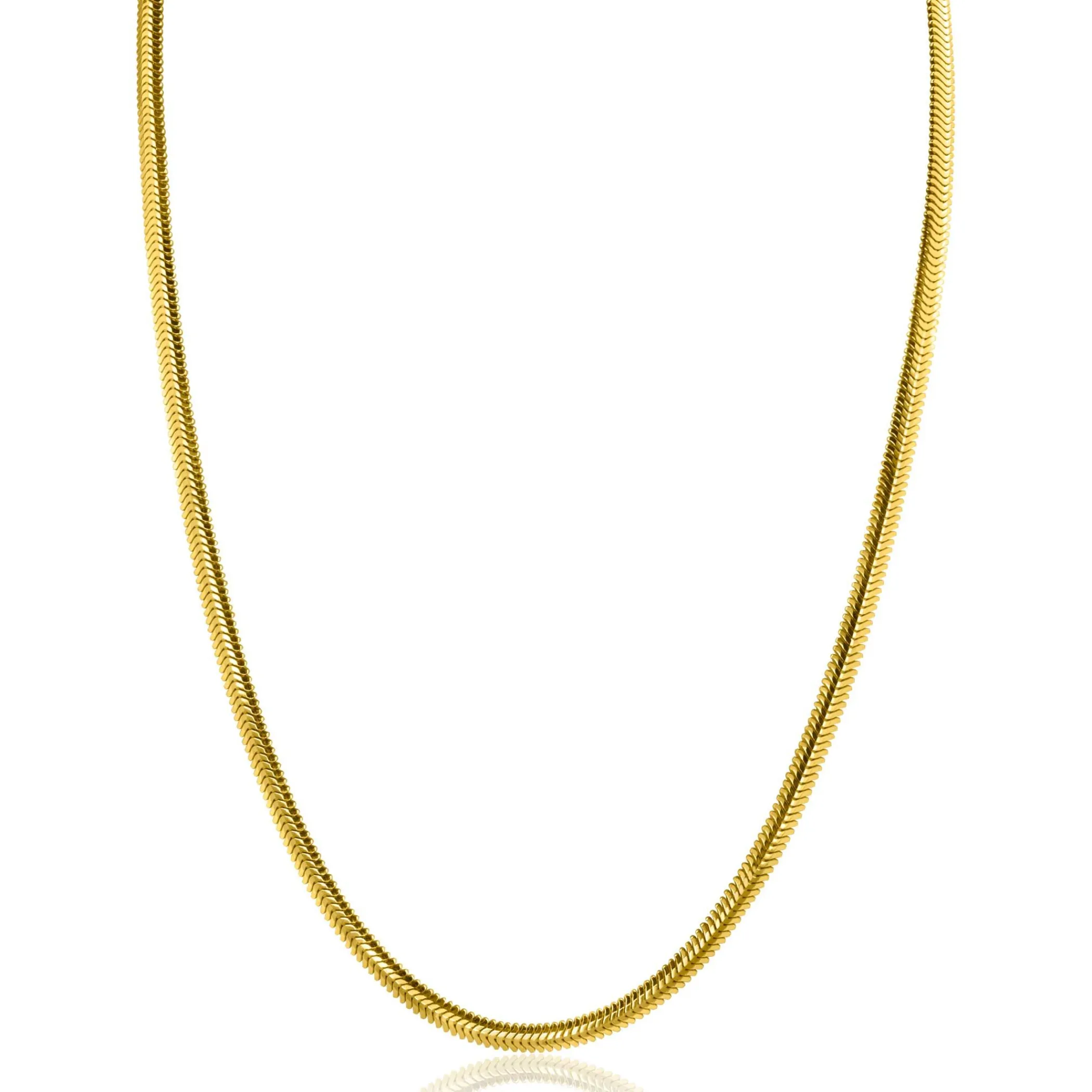 Outlet Zinzi gold plated zilveren platte slangen-ketting 45cm 3,5mm breed ZIC2402G
