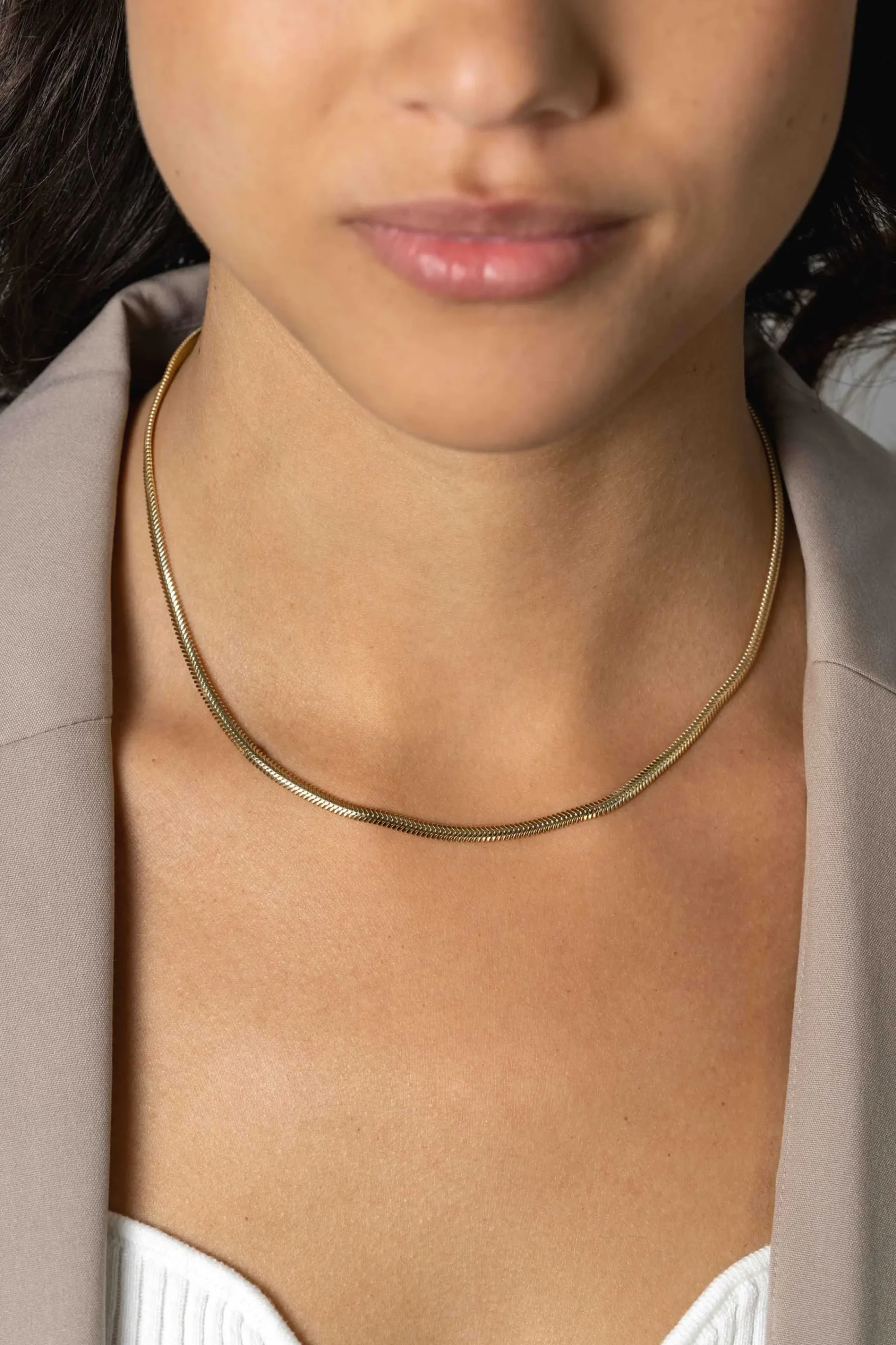 Outlet Zinzi gold plated zilveren platte slangen-ketting 45cm 3,5mm breed ZIC2402G