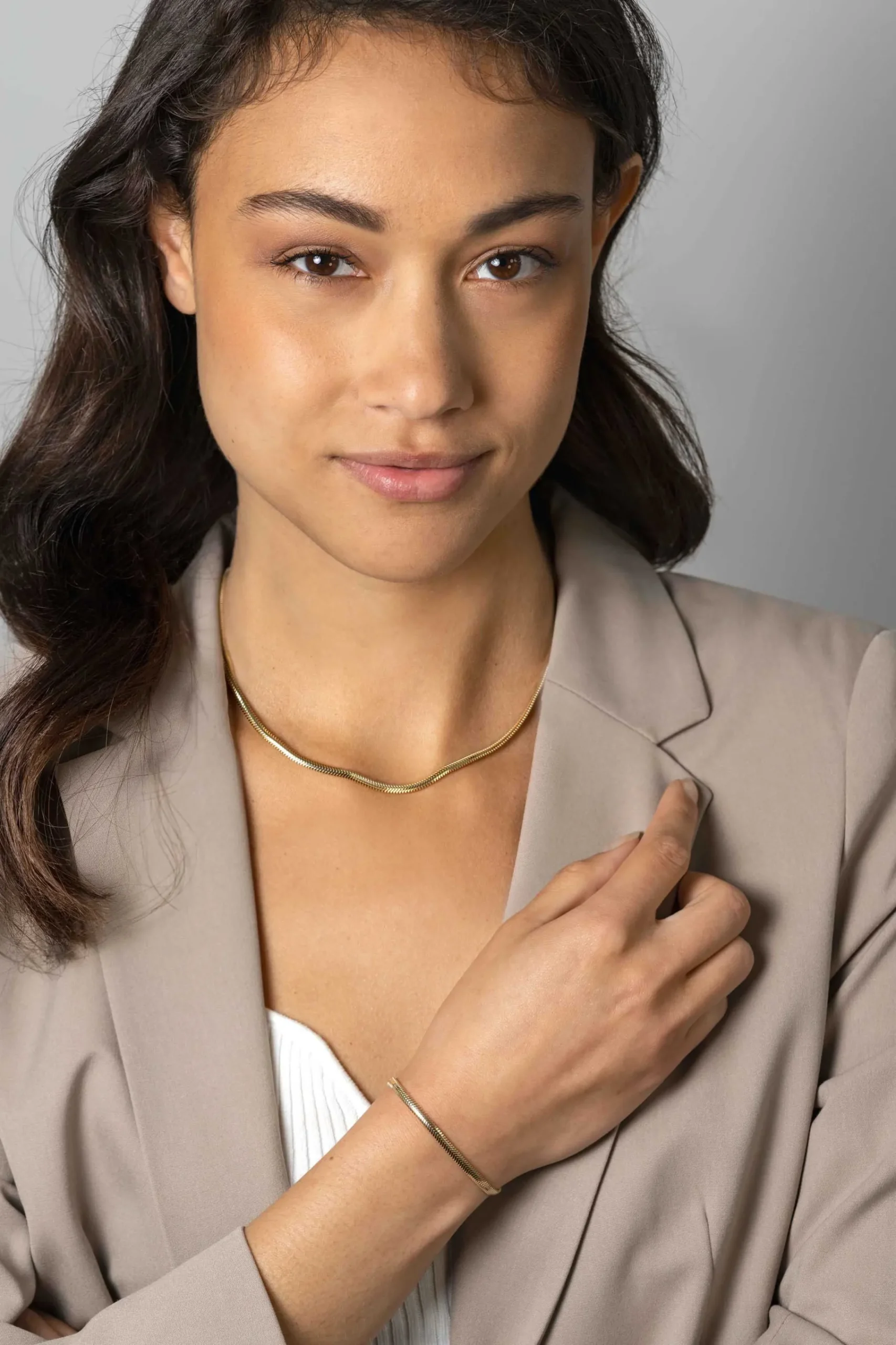 Outlet Zinzi gold plated zilveren platte slangen-ketting 45cm 3,5mm breed ZIC2402G
