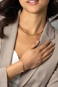 Outlet Zinzi gold plated zilveren platte slangen-ketting 45cm 3,5mm breed ZIC2402G