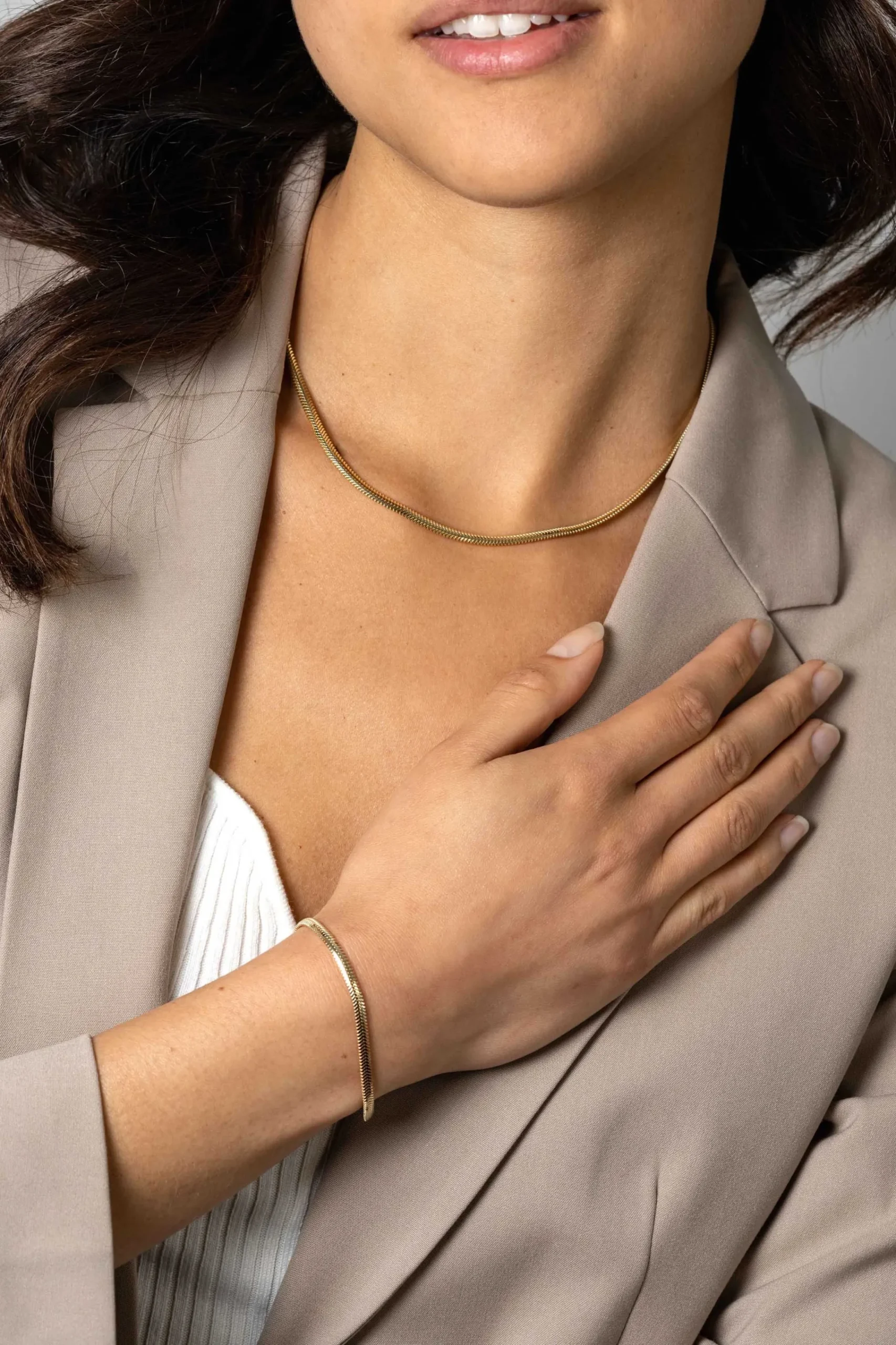 Outlet Zinzi gold plated zilveren platte slangen-ketting 45cm 3,5mm breed ZIC2402G
