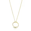 Discount Zinzi gold plated zilveren ketting met grote open ronde hanger 25mm bezet met witte zirkonia's 45-50 cm ZIC2645Y