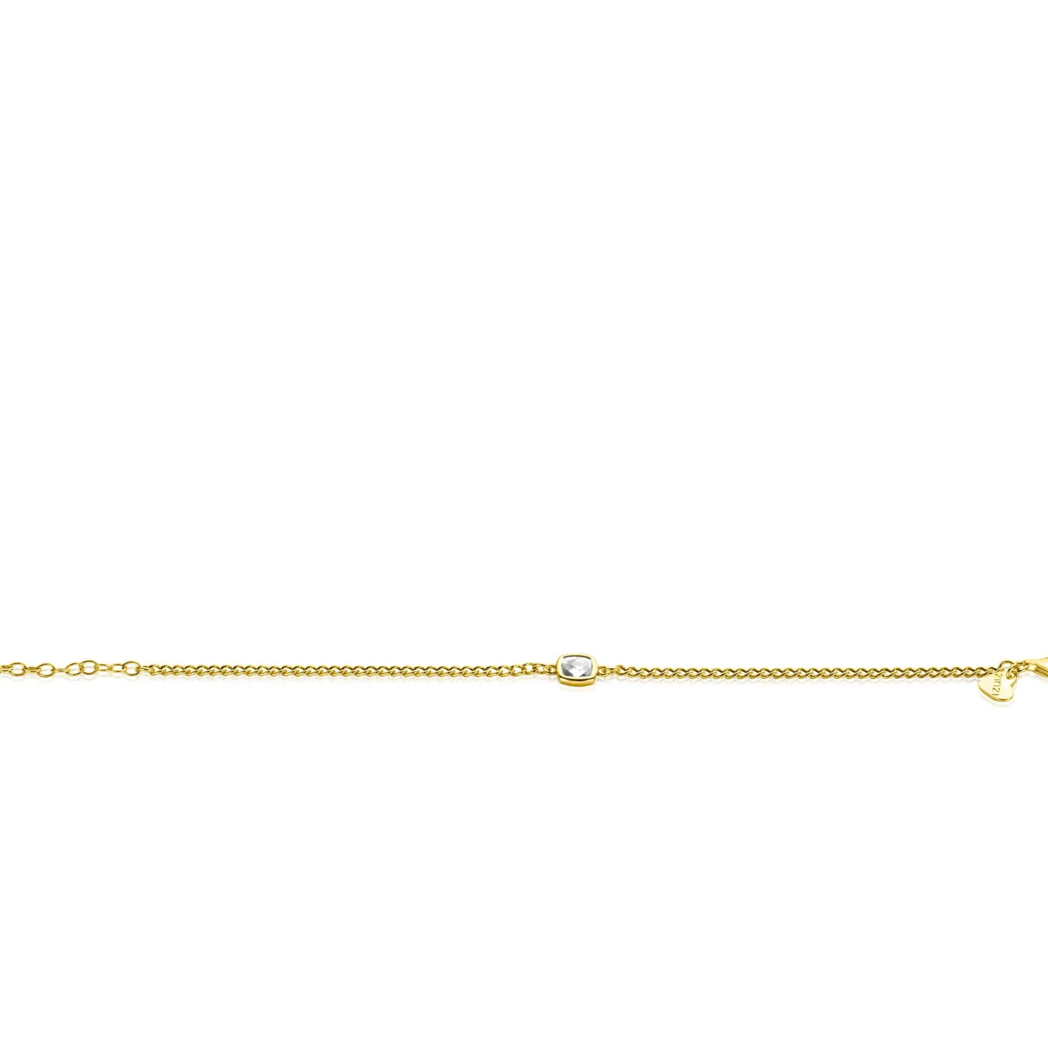 Sale Zinzi gold plated zilveren gourmet armband met vierkante zetting bezet met witte zirconia 16-19cm ZIA2417Y