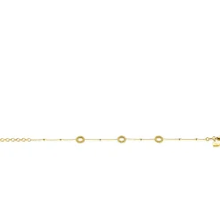 Discount Zinzi gold plated zilveren armband met drie open rondjes (8,5mm) voorzien van een bolstructuur 17-20cm ZIA2704G