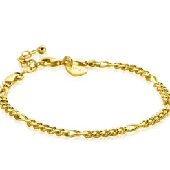 Discount Zinzi gold plated zilveren figaro armband 3,5mm breed ZIA2291G