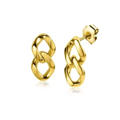 Discount Zinzi gold plated zilveren oorstekers gourmet schakels 19mm ZIO2331