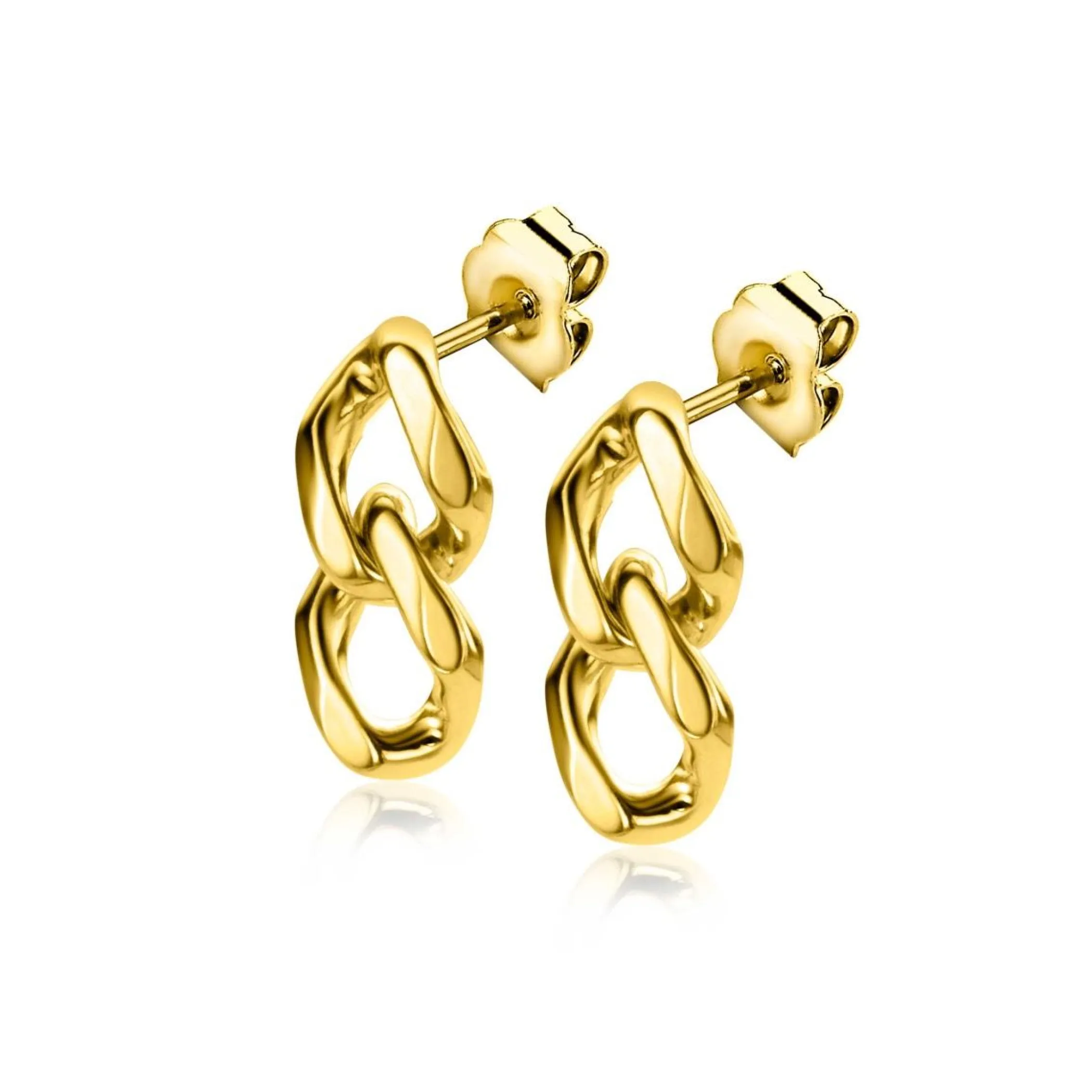 Discount Zinzi gold plated zilveren oorstekers gourmet schakels 19mm ZIO2331