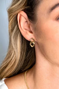 Discount Zinzi gold plated zilveren oorstekers gourmet schakels 19mm ZIO2331