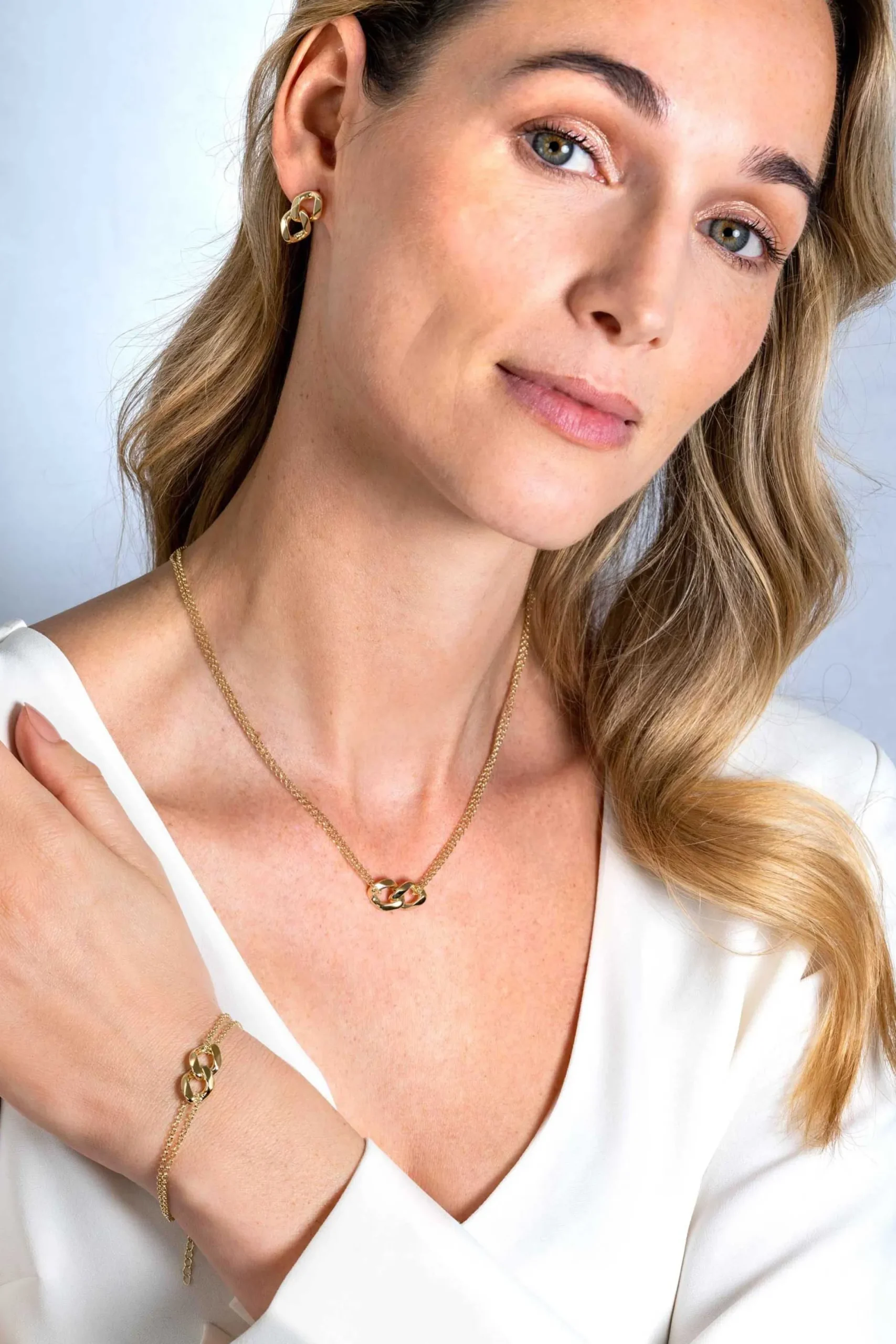 Discount Zinzi gold plated zilveren oorstekers gourmet schakels 19mm ZIO2331