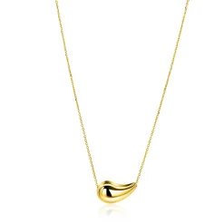 Zinzi gold plated zilveren ketting met horizontale druppelvormige hanger 40-45 cm ZIC2589G