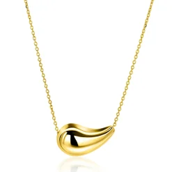 Zinzi gold plated zilveren ketting met horizontale druppelvormige hanger 40-45 cm ZIC2589G