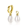 Hot Zinzi gold plated zilveren oorbedels parel peervorm 15mm wit ZICH355WG (zonder oorringen)