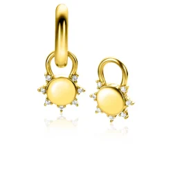 Discount Zinzi gold plated zilveren oorbedels zon met witte zirconia's 8mm ZICH2302 (zonder oorringen)