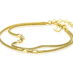 Hot Zinzi gold plated zilveren multi-look armband (5,5mm breed) met popcornschakel en paperclip-schakels ZIA2709G