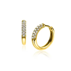 Best Zinzi gold plated zilveren oorringen 14 x 3mm witte zirconia's ZIO660G