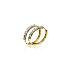 Best Zinzi gold plated zilveren oorringen 14 x 3mm witte zirconia's ZIO660G