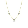 Clearance Zinzi gold plated zilveren schakelketting met twee lichtblauwe klavers en een donkerblauwe klaver 42-45cm ZIC2662B