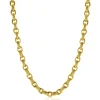 New Zinzi gold plated zilveren brede schakelketting (6mm breed) met luxe jasseron schakels in glad en bewerkt 45cm ZIC2638