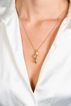 Outlet Zinzi gold plated zilveren oorbedels drie paperclip schakels 35mm ZICH2351G (zonder oorringen)