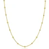 Best Zinzi gold plated zilveren fantasie ketting met 13 geelgroene donuts en glanzende bolletjes 42-45cm ZIC2508