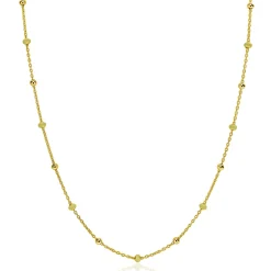 Best Zinzi gold plated zilveren fantasie ketting met 13 geelgroene donuts en glanzende bolletjes 42-45cm ZIC2508