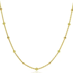 Best Zinzi gold plated zilveren fantasie ketting met 13 geelgroene donuts en glanzende bolletjes 42-45cm ZIC2508