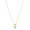 Sale Zinzi gold plated zilveren ketting met ronde sluitring en twee luxe bedels 42-45cm ZIC2738