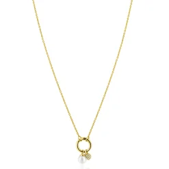 Sale Zinzi gold plated zilveren ketting met ronde sluitring en twee luxe bedels 42-45cm ZIC2738
