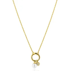 Sale Zinzi gold plated zilveren ketting met ronde sluitring en twee luxe bedels 42-45cm ZIC2738